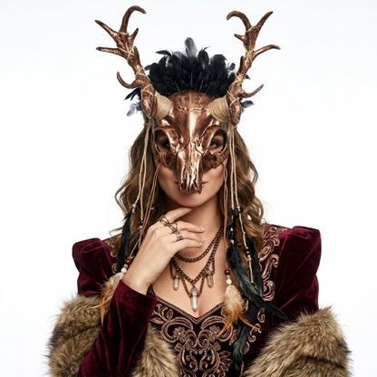 bronze goat horn masks