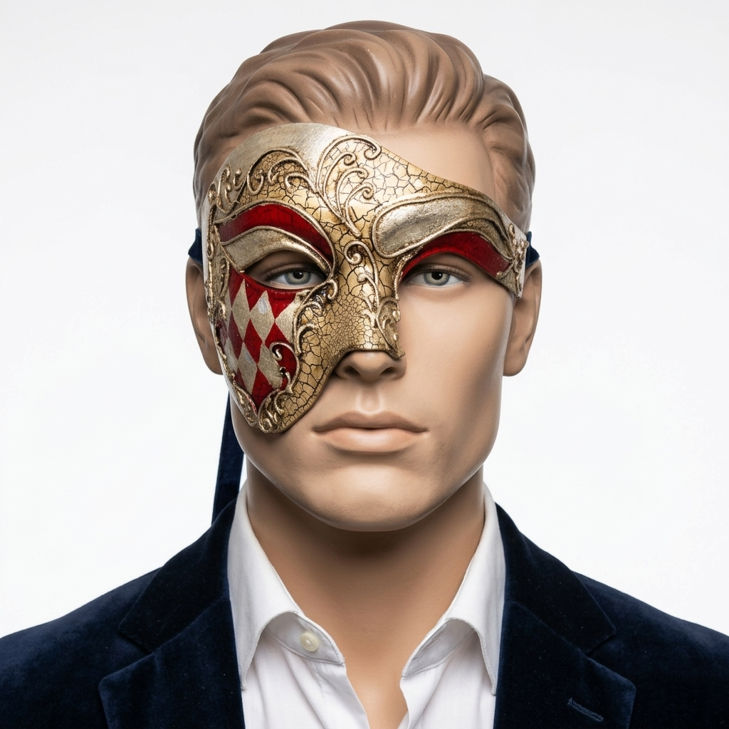 Men Costume Phantom of The Opera Half Face Masquerade Party Masks - Red