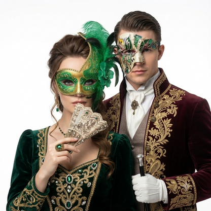 green couple masks