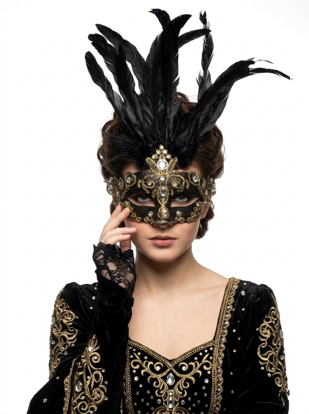 gold women costume masks