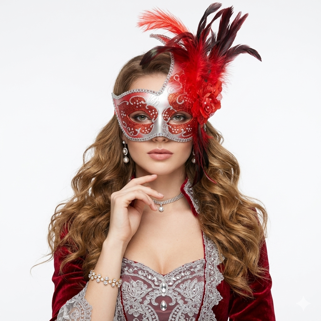 red women masquerade masks