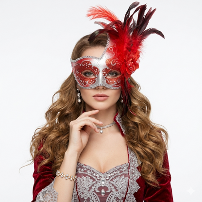 red women masquerade masks