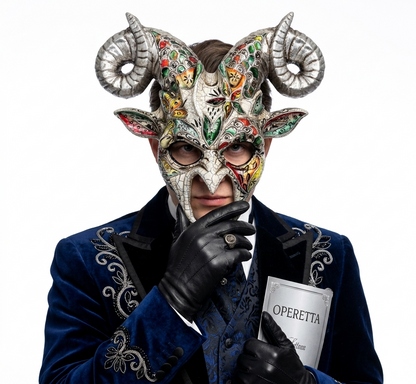 Silver Halloween goat horn masks