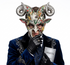 Silver Halloween goat horn masks