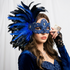 Blue women feather masks