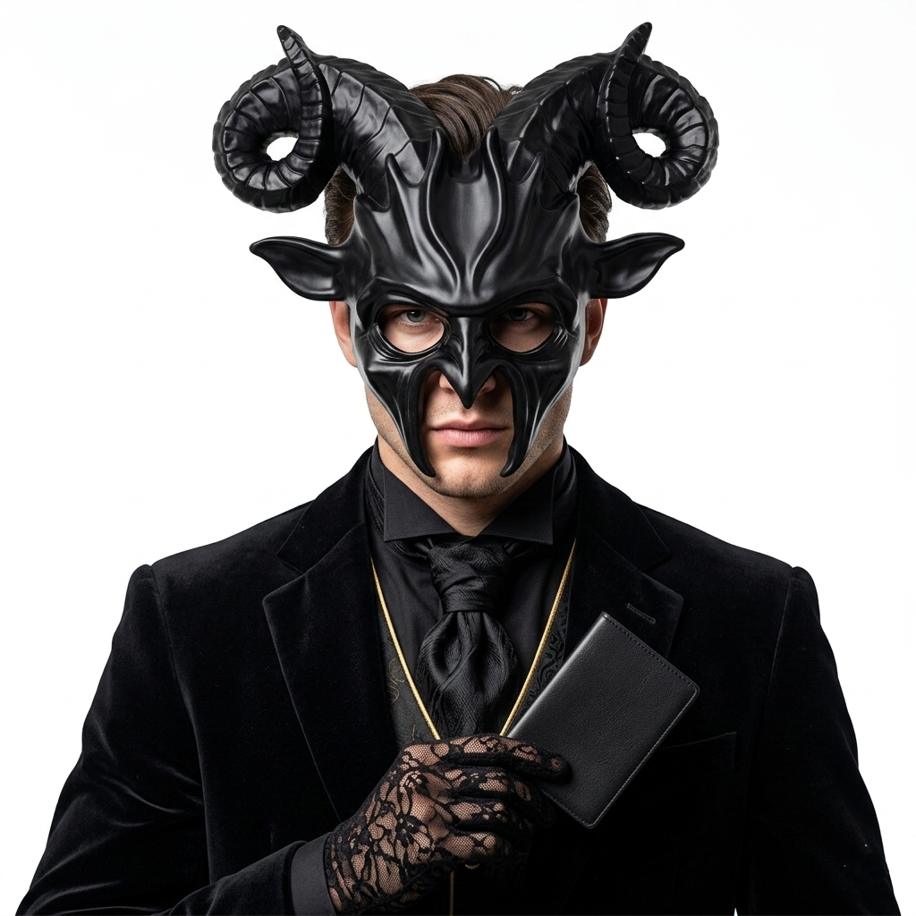 Black Krampus Ram Horn Goat Masquerade Devil Party Mask Demon Costume For Halloween