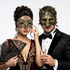 wolf couple masks - gold