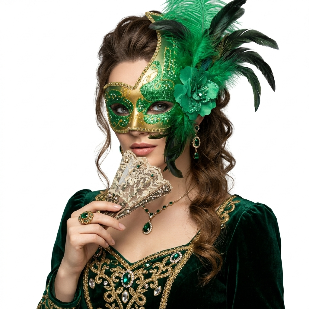 green women masquerade masks