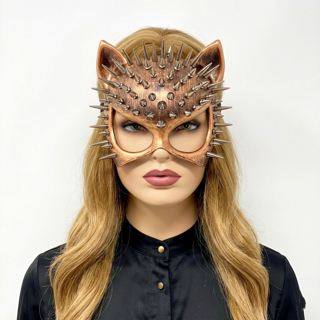 Cat Women Masquerade Party Ball Spike Face Mask -COPPER