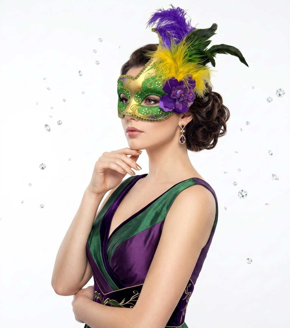 green women masquerade masks