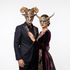 Classic Gold Devil Demon Goat Horn Masquerade Party Mask For Couples