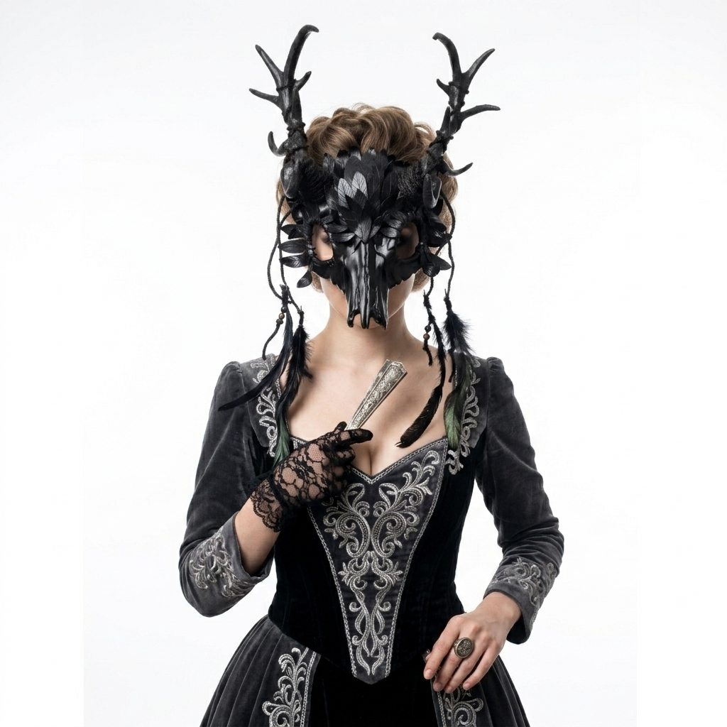 Black Krampus Ram Goat Horns Devil Halloween Masquerade Party Mask