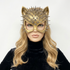 Cat Women Masquerade Party Ball Spike Face Mask -Gold