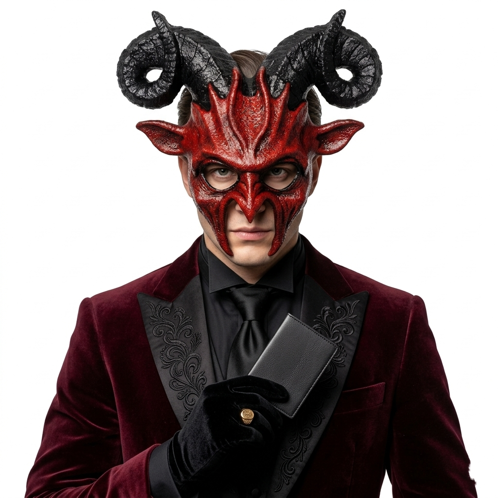red halloween goat horn masks