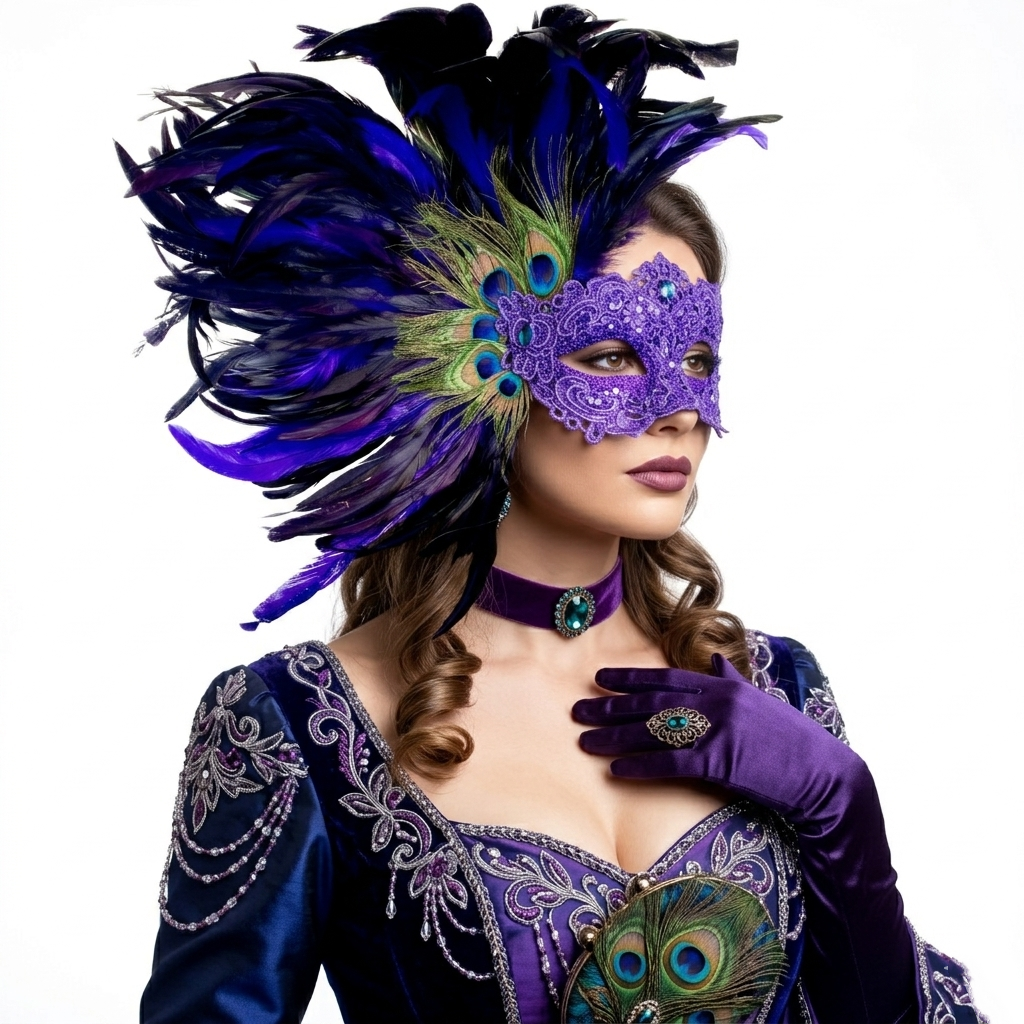 purple women party face masks