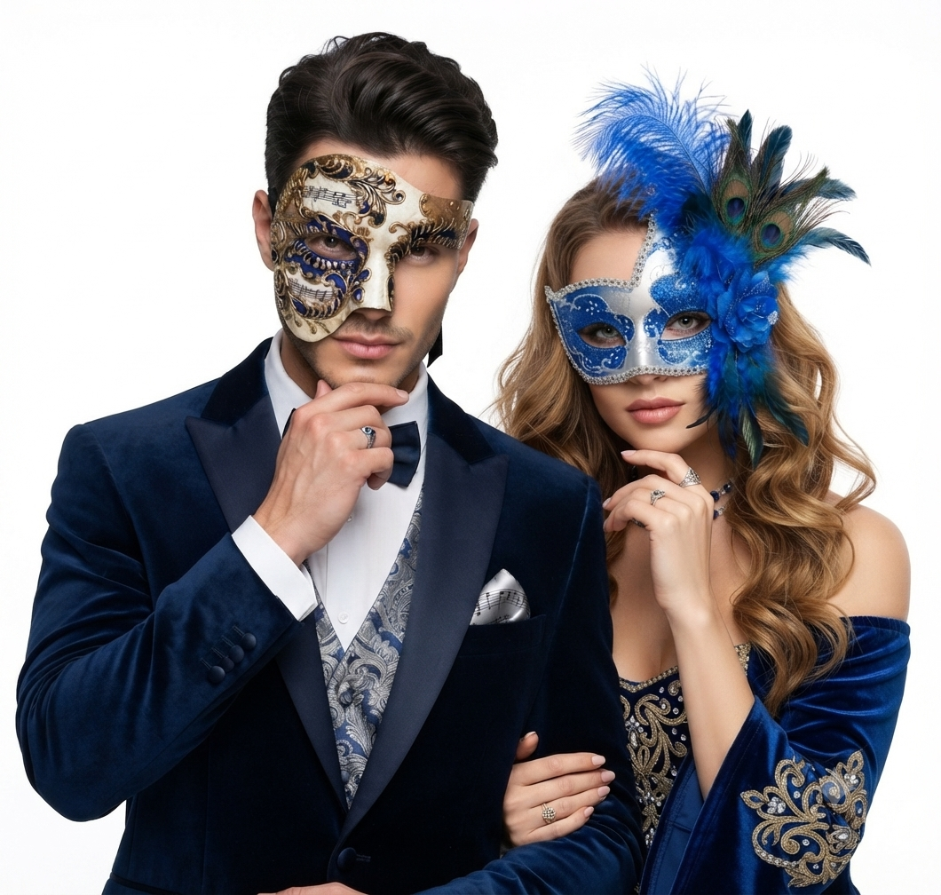 blue couple masks
