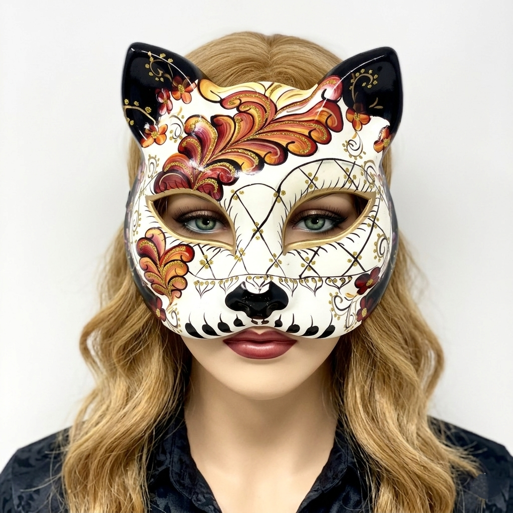 red Cat Women Masquerade mask