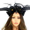 Black Steampunk Style Luxury Metallic Ram Goat Horn Devil Headband Halloween Costume Masquerade Cosplay Prom Ball Party