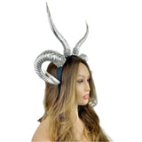 Steampunk Style Luxury Metallic Ram Goat Horn Devil Headband Halloween Costume Masquerade Cosplay Prom Ball Party