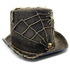 Gold Steampunk Gothic Top Hat With Spider Web and Skull 