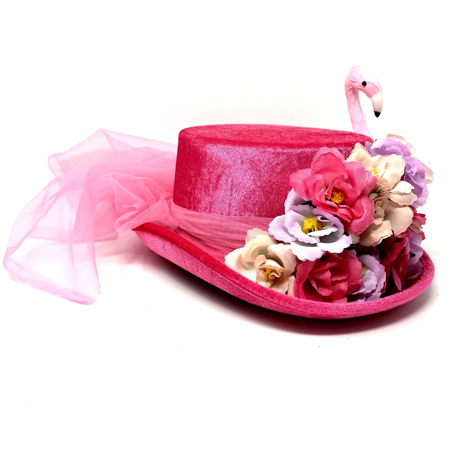 Pink Flamingo Steampunk Victorian Mad Hatter Scientist Time Traveler Top Hat For Halloween