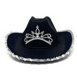 White LED Light Up Cowboy Hat, Cowgirl Hat With Light Up Crown Tiara For Halloween, Party EDC and RAVE