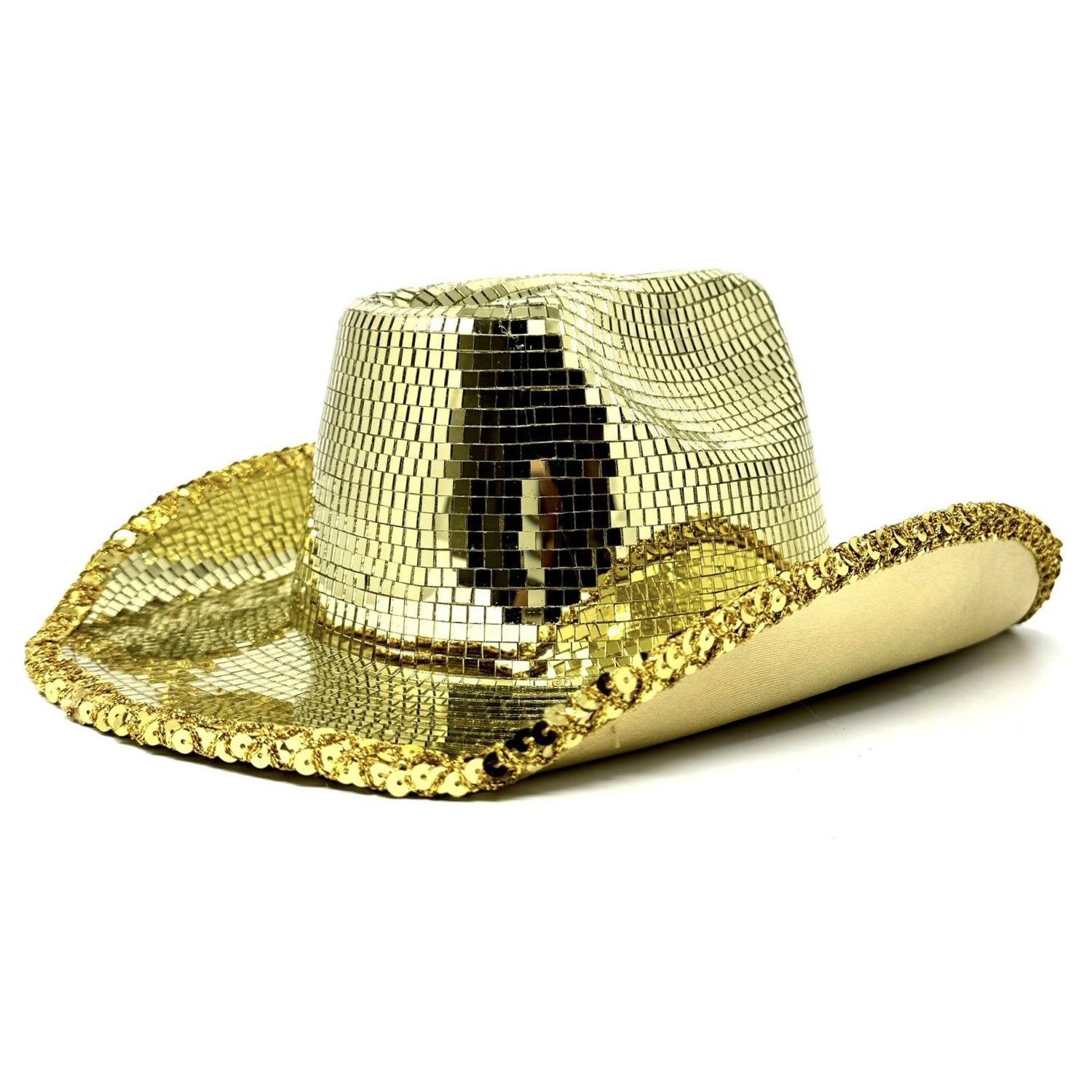 Disco Ball Mirror Cowboy Hat, Sparkly Concert Hat for Music Festivals Cowgirl Hat