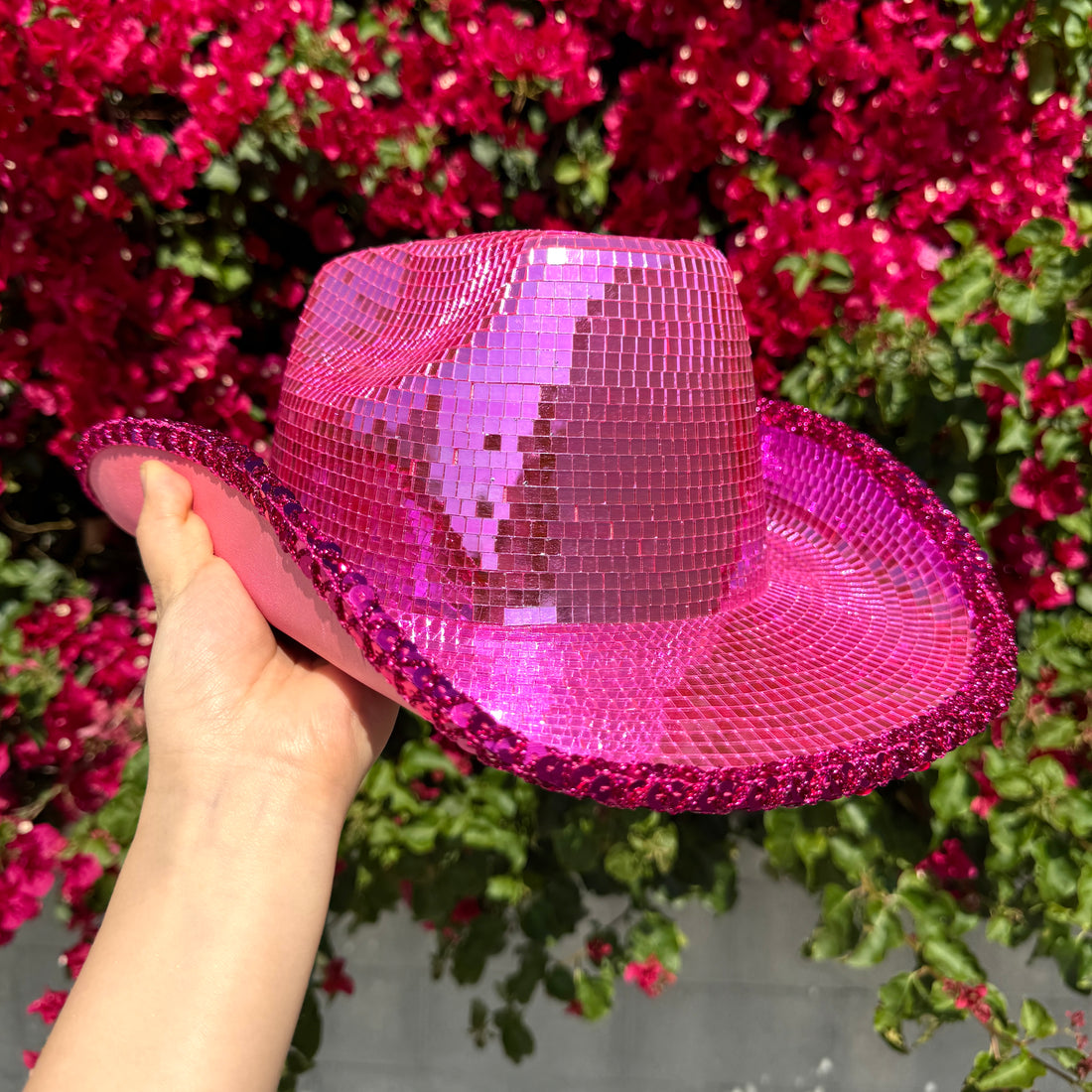 Disco Ball Mirror Cowboy Hat, Sparkly Concert Hat for Music Festivals Cowgirl Hat