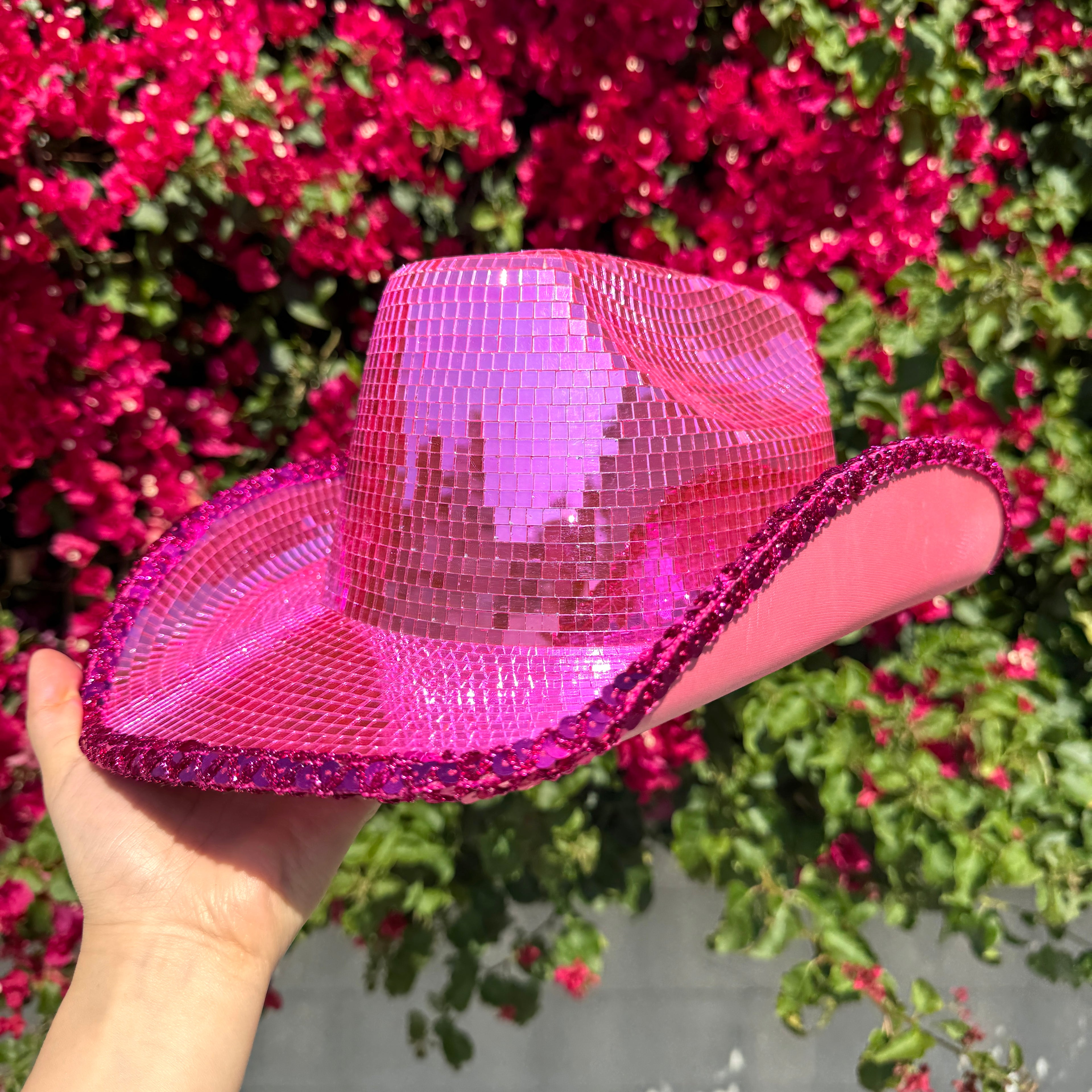 Disco Ball Mirror Cowboy Hat, Sparkly Concert Hat for Music Festivals Cowgirl Hat