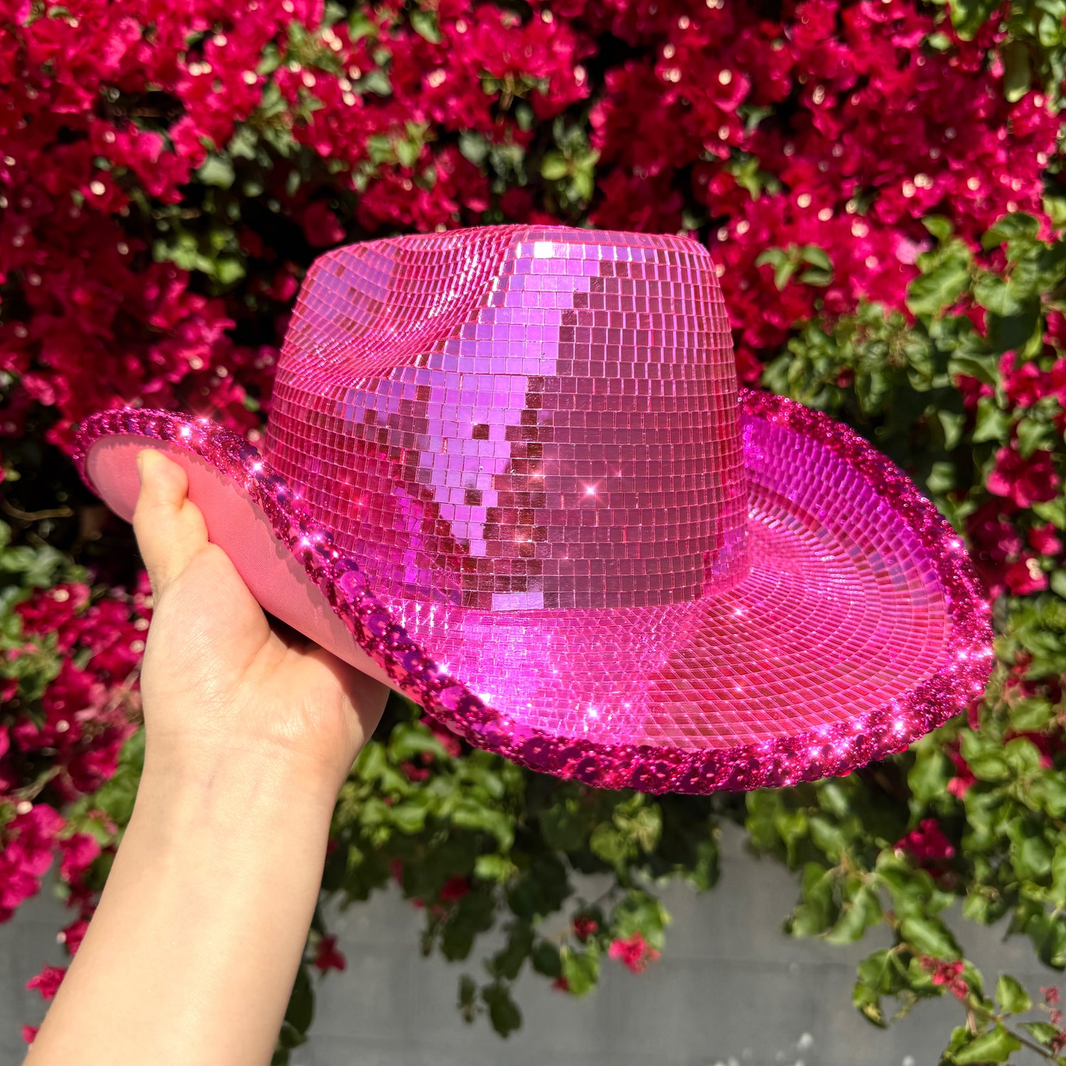 Disco Ball Mirror Cowboy Hat, Sparkly Concert Hat for Music Festivals Cowgirl Hat