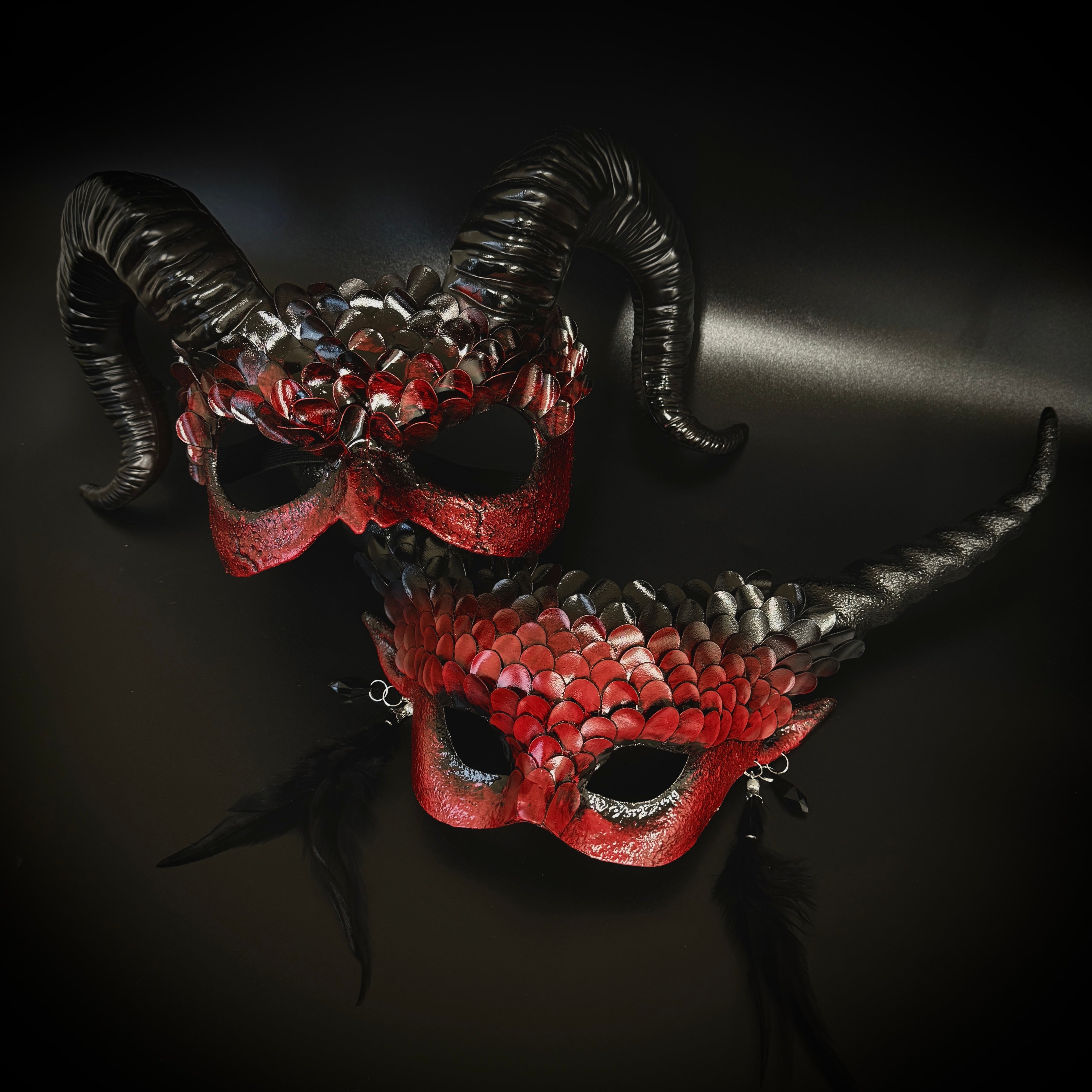 Couples Masquerade Masks, Men Women Devil Demon Goat Horn Costume Mask For Halloween Cosplay Party