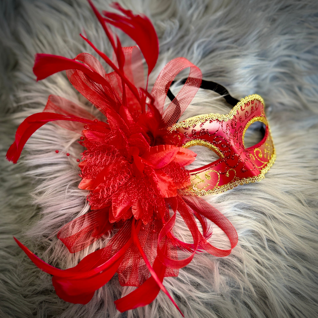 Women Costume Venetian Feather Masquerade Mask For Mardi Gras Party, Halloween, Christmas