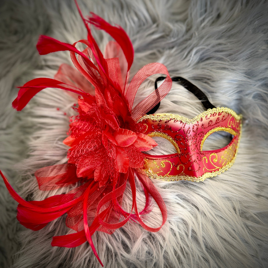 Women Costume Venetian Feather Masquerade Mask For Mardi Gras Party, Halloween, Christmas