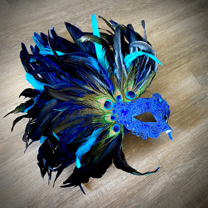 Women Costume Venetian Feather Masquerade Mask For Mardi Gras Halloween