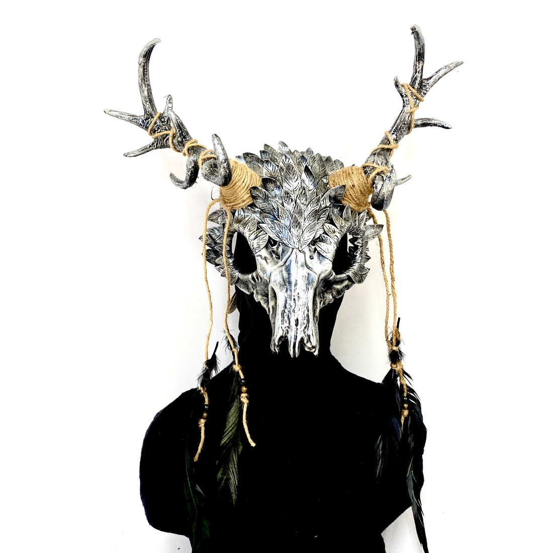 Krampus Ram Goat Demon with Horns Devil Halloween Masquerade Mask, Metallic Finish Party Masks