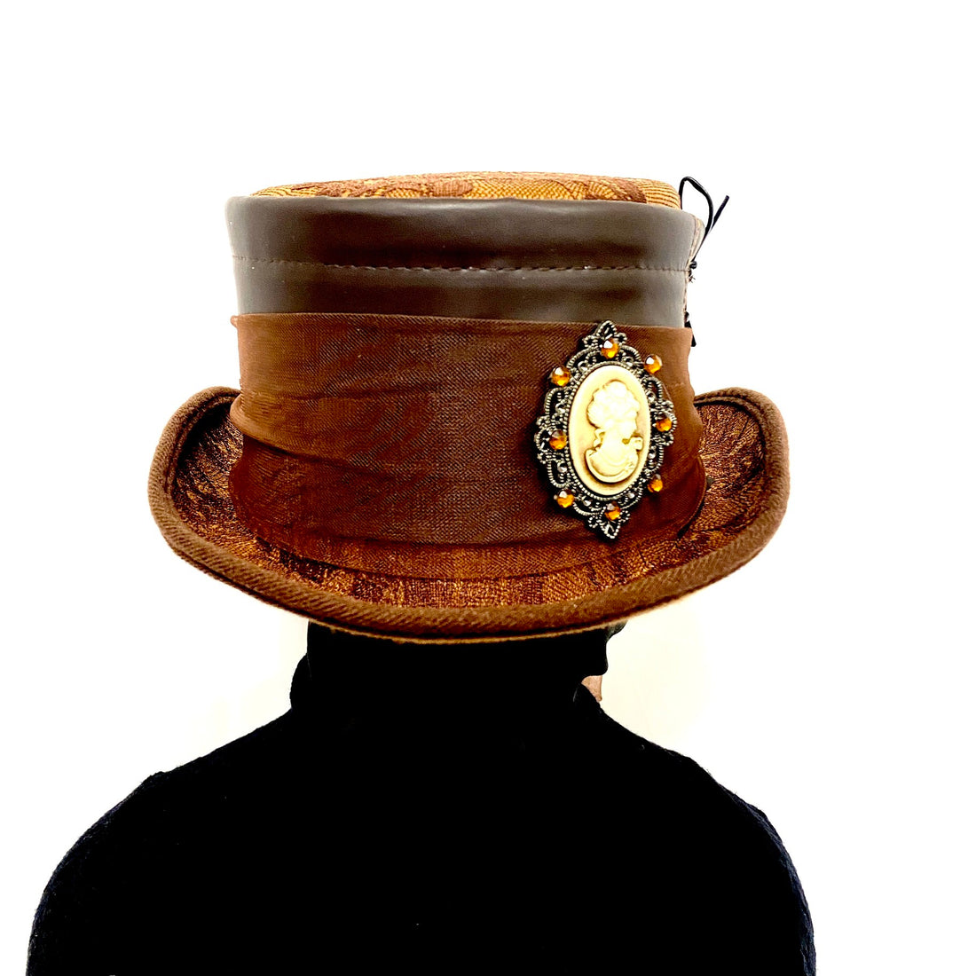 Steampunk Top Hat Metallic Mad Hatter Scientist Time Traveler Halloween Costume Cosplay