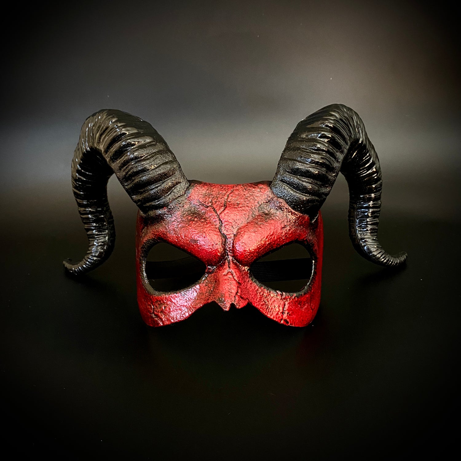 Krampus Ram Demon with Horns Devil Halloween Mask, Demonic Horned Devil Metallic Finish Masquerade Mask