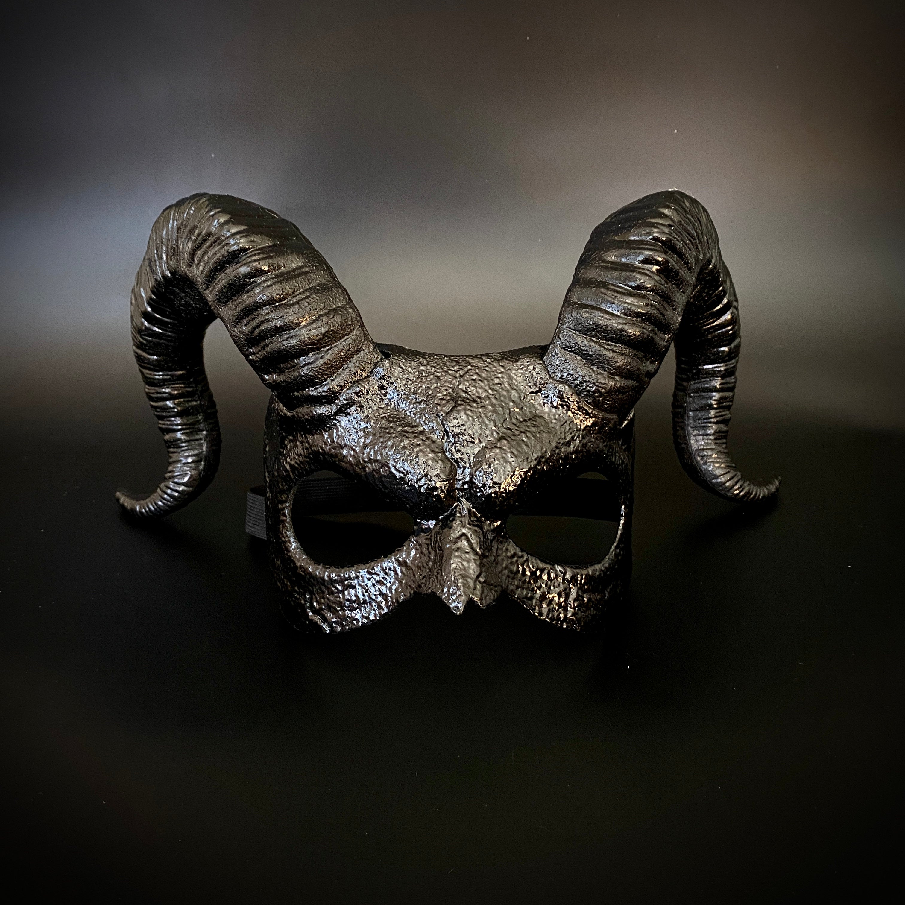 Krampus Ram Demon with Horns Devil Halloween Mask, Demonic Horned Devil Metallic Finish Masquerade Mask