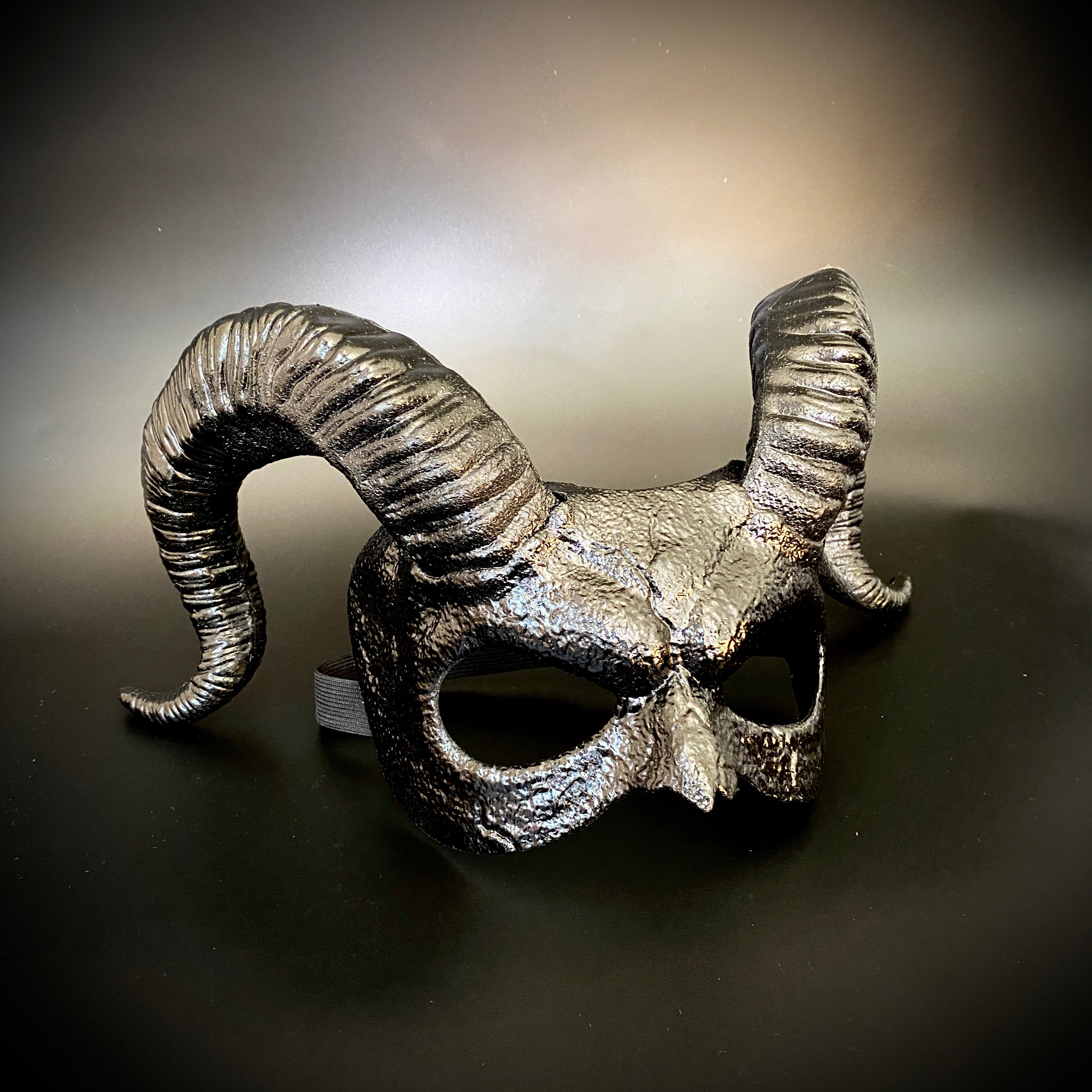 Krampus Ram Demon with Horns Devil Halloween Mask, Demonic Horned Devil Metallic Finish Masquerade Mask