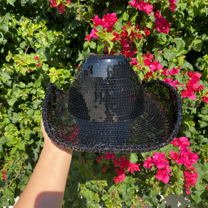 Disco Ball Mirror Cowboy Hat, Sparkly Concert Hat for Music Festivals Cowgirl Hat