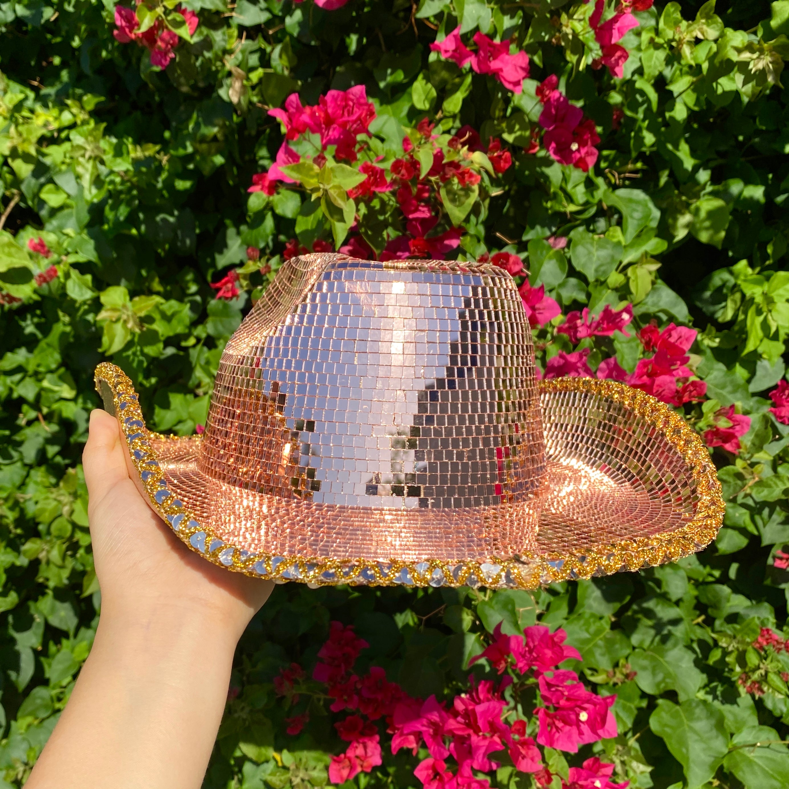 Disco Ball Mirror Cowboy Hat, Sparkly Concert Hat for Music Festivals Cowgirl Hat