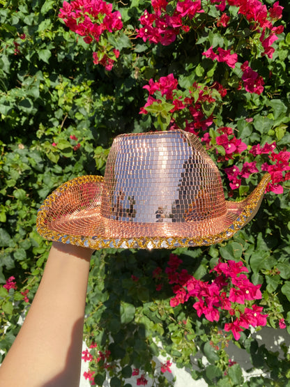 Disco Ball Mirror Cowboy Hat, Sparkly Concert Hat for Music Festivals Cowgirl Hat