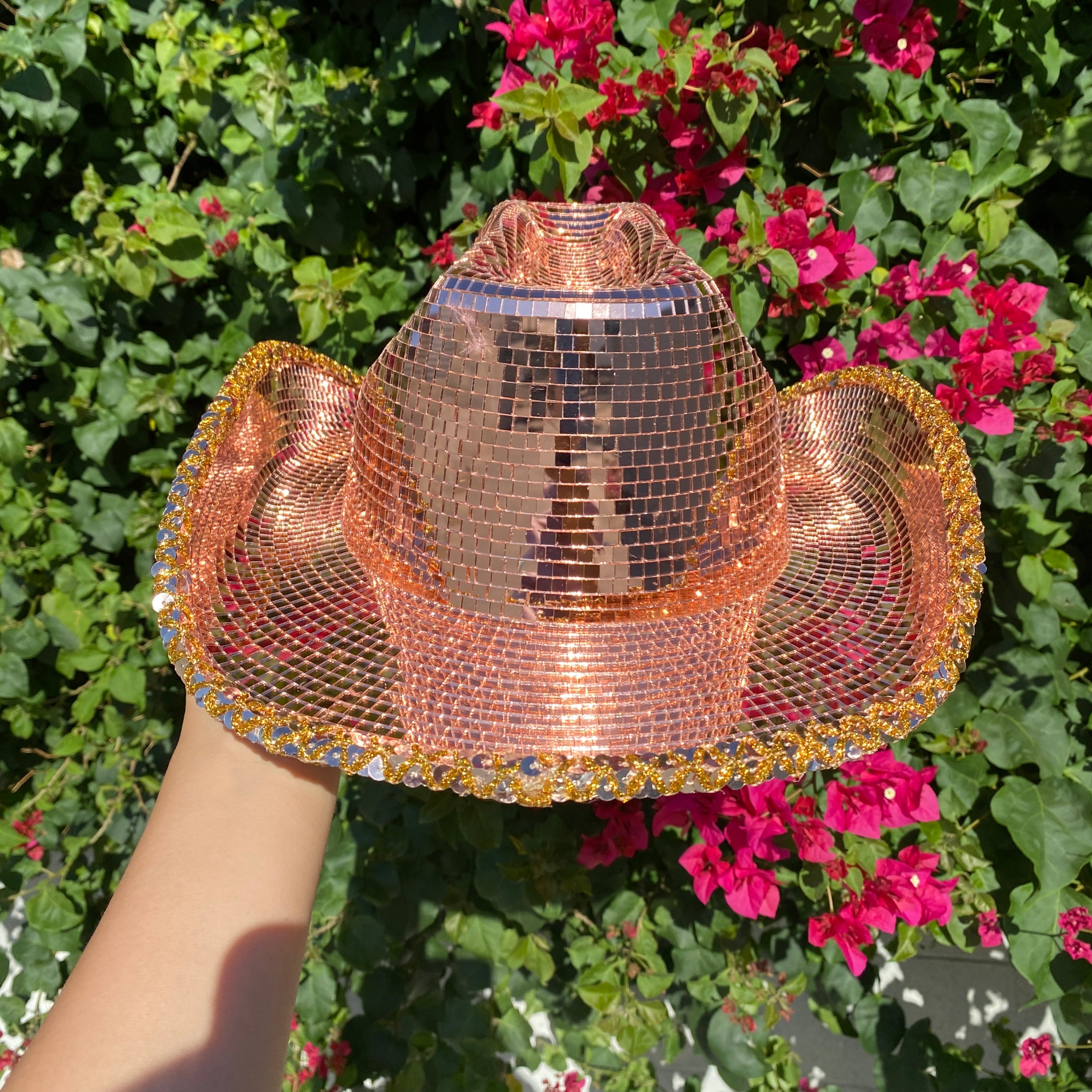 Disco Ball Mirror Cowboy Hat, Sparkly Concert Hat for Music Festivals Cowgirl Hat