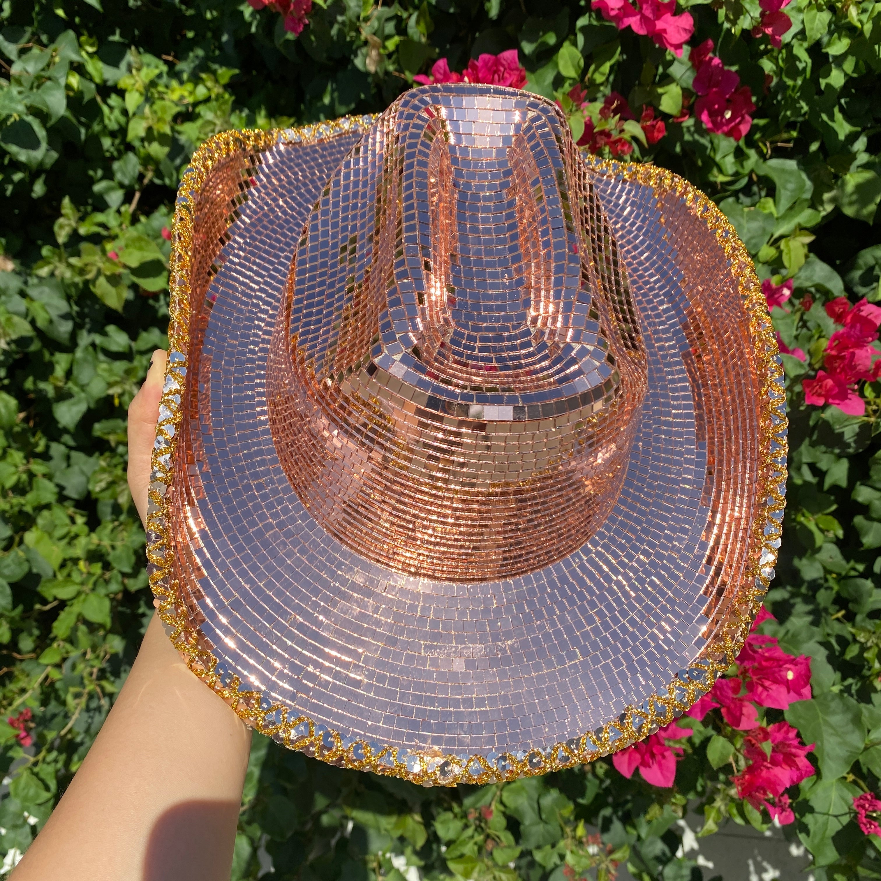 Disco Ball Mirror Cowboy Hat, Sparkly Concert Hat for Music Festivals Cowgirl Hat