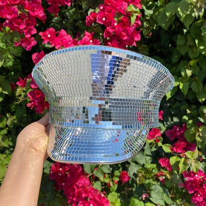 RAVE Captain Style Top Hat Luxury Rhinestone Sequin Sparkly Concert Hat for Music Festivals Mardi Gras Halloween