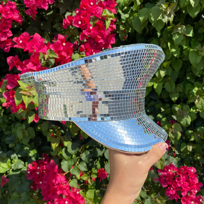 RAVE Captain Style Top Hat Luxury Rhinestone Sequin Sparkly Concert Hat for Music Festivals Mardi Gras Halloween
