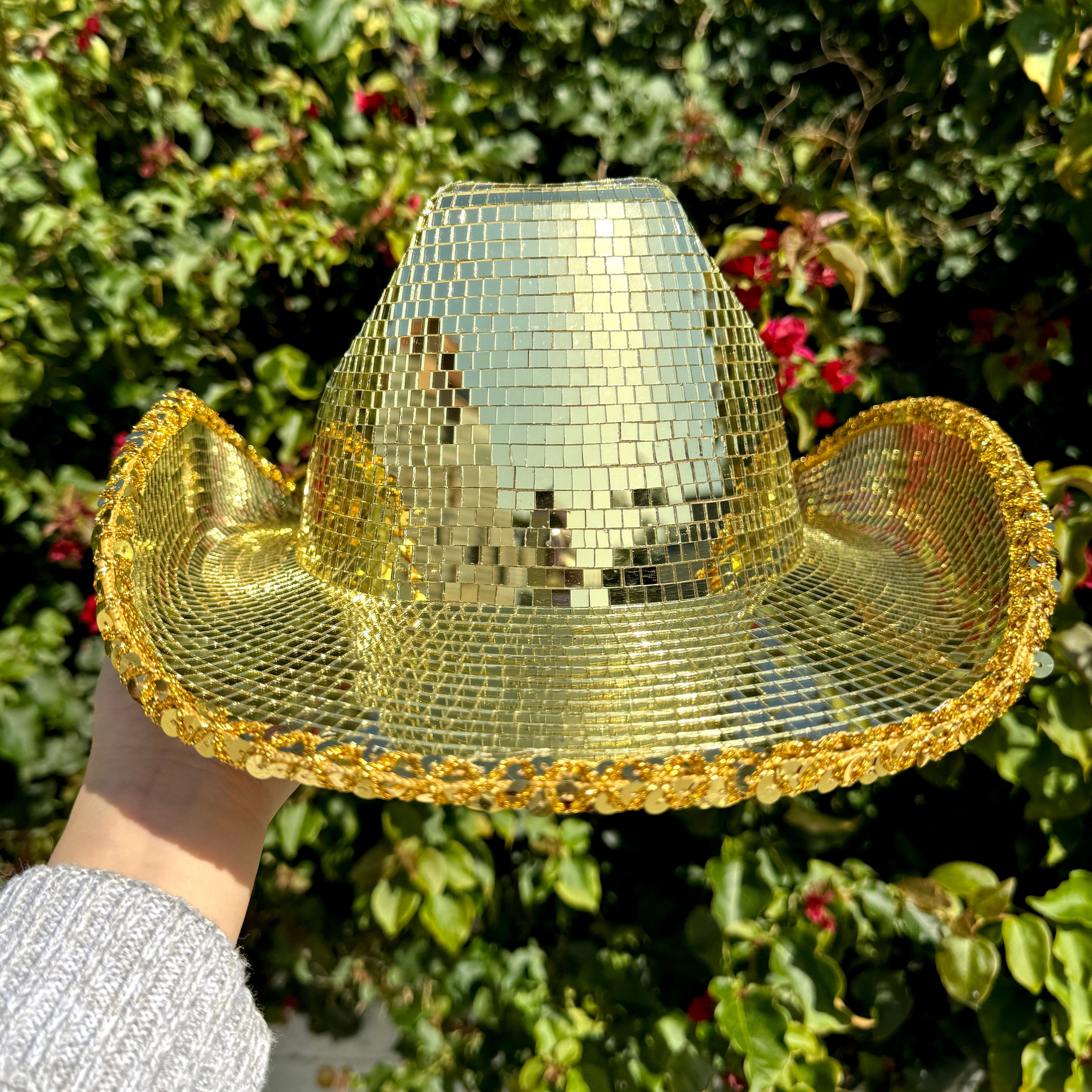 Disco Ball Mirror Cowboy Hat, Sparkly Concert Hat for Music Festivals Cowgirl Hat