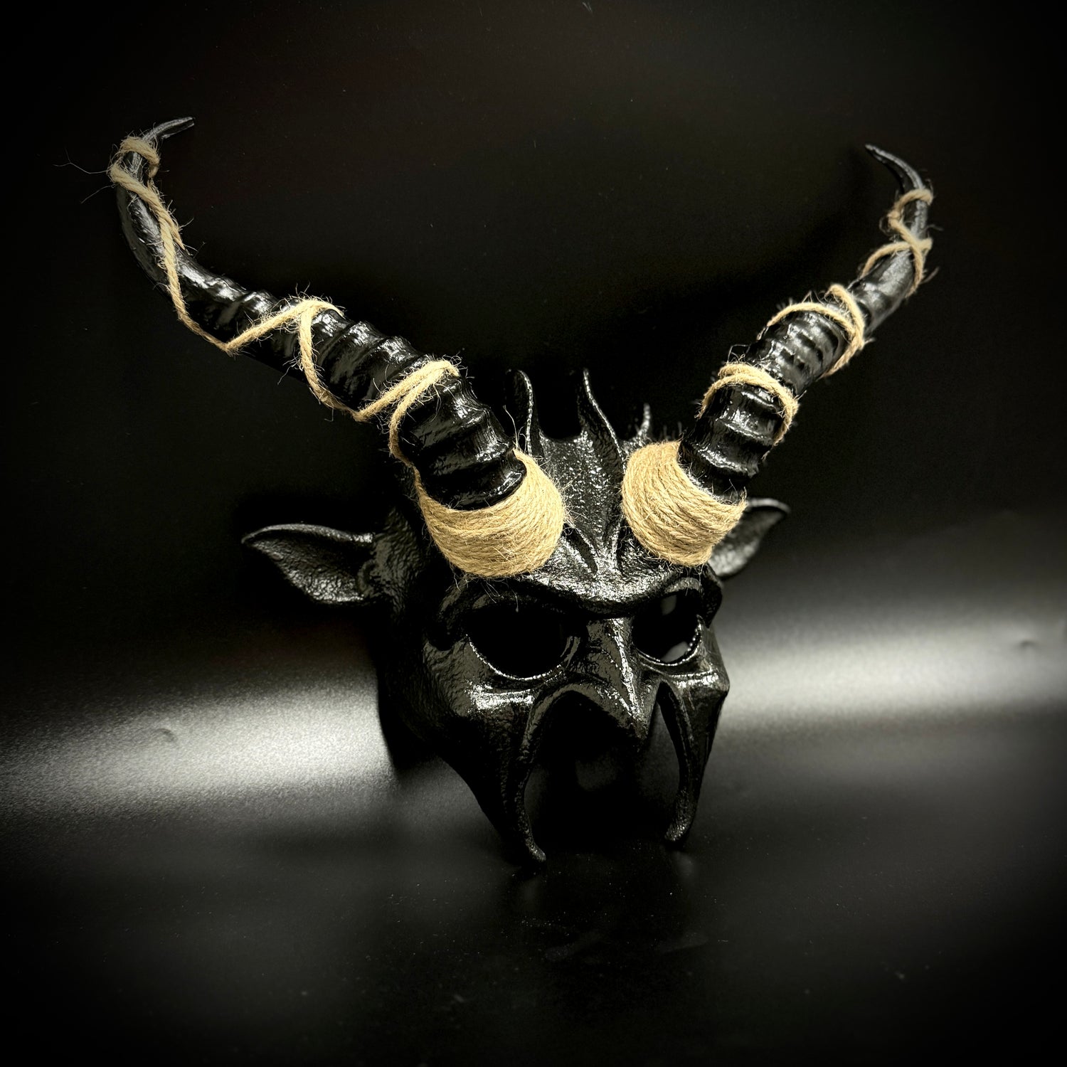 Krampus Ram Goat Demon with Horns Devil Halloween Mask, Demonic Metallic Finish Masquerade Mask