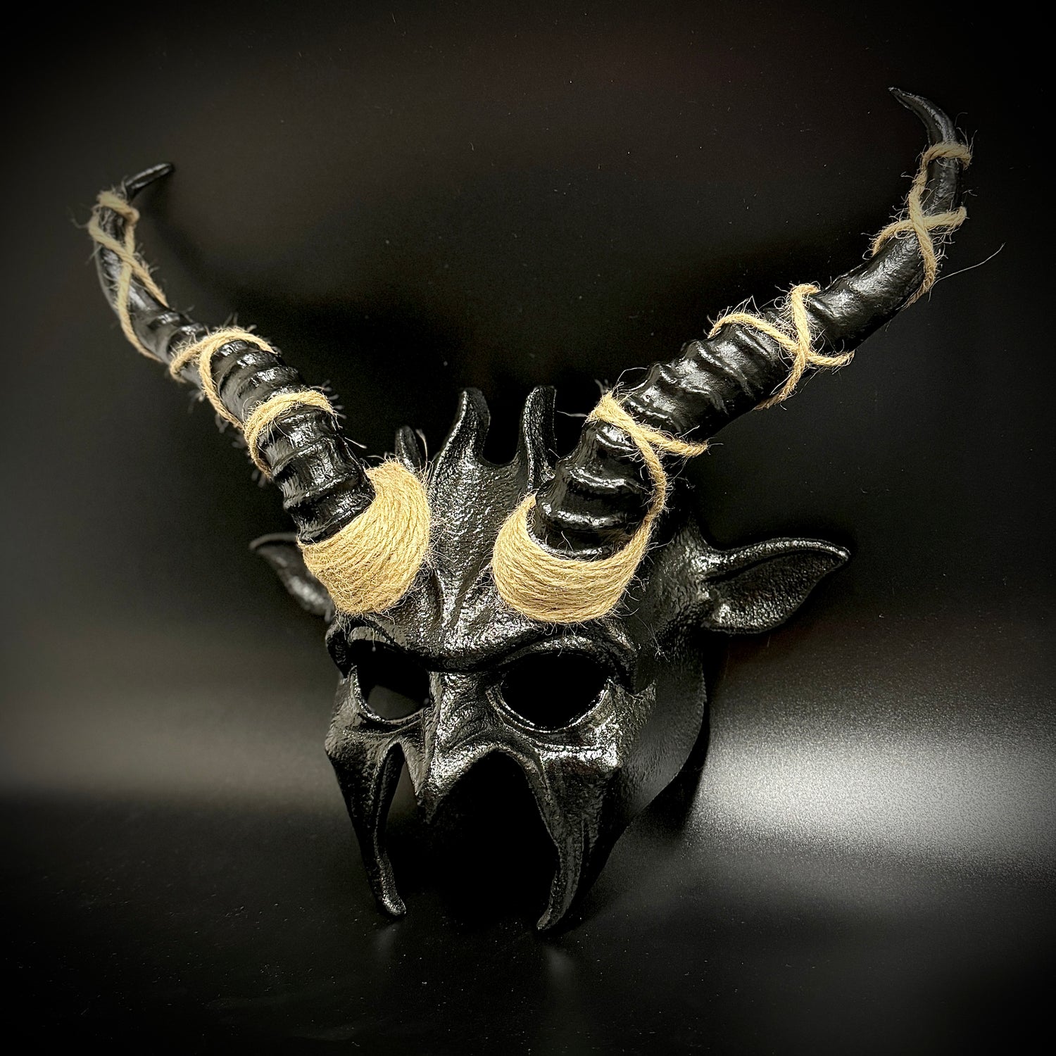 Krampus Ram Goat Demon with Horns Devil Halloween Mask, Demonic Metallic Finish Masquerade Mask