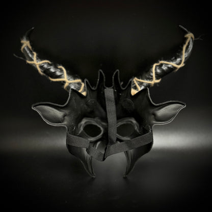 Krampus Ram Goat Demon with Horns Devil Halloween Mask, Demonic Metallic Finish Masquerade Mask